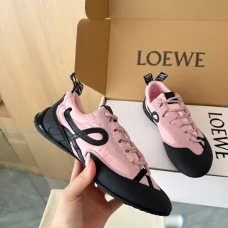 Loewe Flow Runner Pink Suede and Black Lifestyle Sneakers