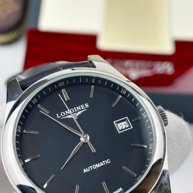 Longines Montre Automatique Cadran Noir Acier Inoxydable Mécanique 5