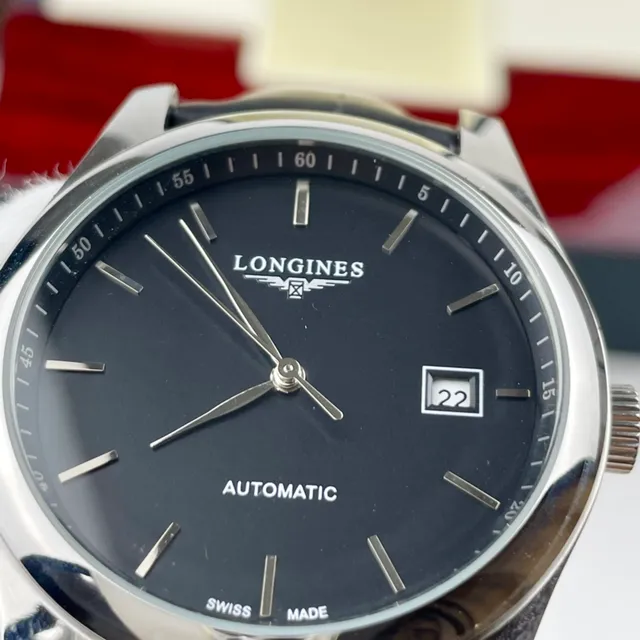 Longines Montre Automatique Cadran Noir Acier Inoxydable Mécanique 6