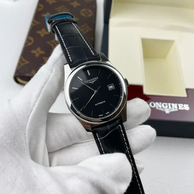Longines Montre Automatique Cadran Noir Acier Inoxydable Mécanique 7