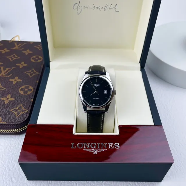 Longines Montre Automatique Cadran Noir Acier Inoxydable Mécanique 8