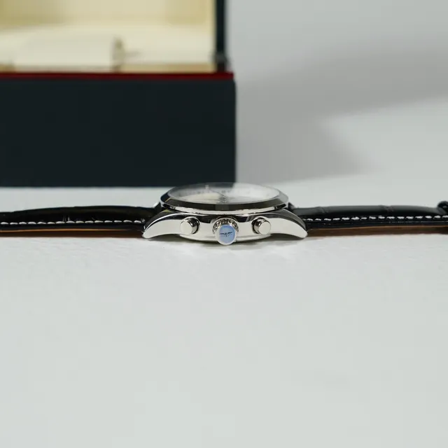 Longines Master Collection Chronograph सफेद डायल काला एलिगेटर पट्टा यांत्रिक घड़ी 4