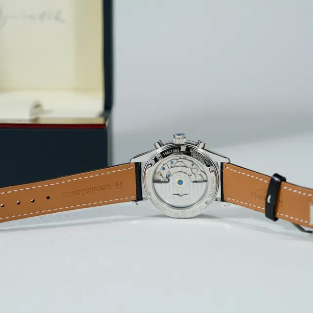 Longines Master Collection Chronograph सफेद डायल काला एलिगेटर पट्टा यांत्रिक घड़ी 5