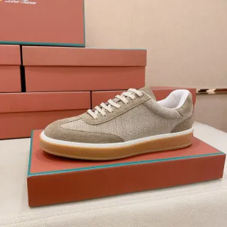 Loro Piana 米色麂皮网面生活方式运动鞋