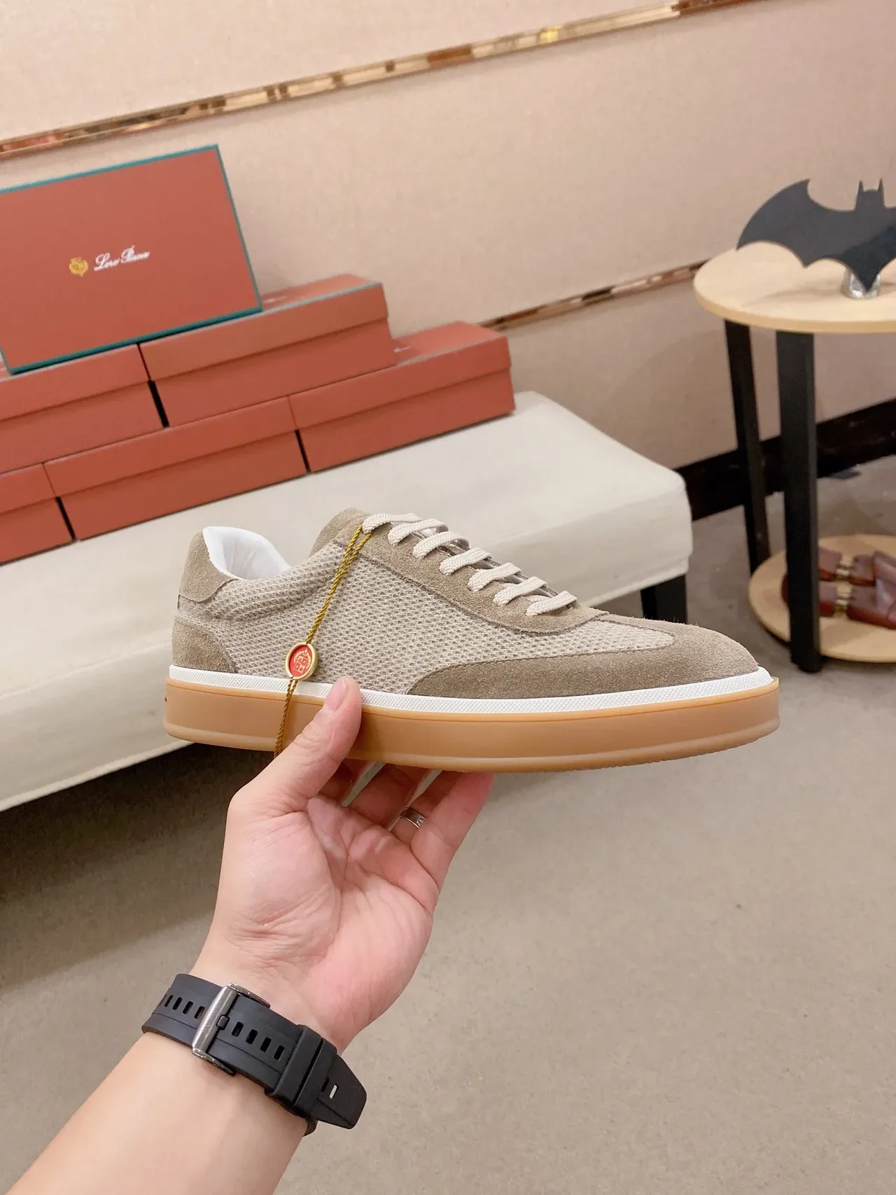 Loro Piana بيج سويد ميش حذاء رياضي ستايل حياة 4