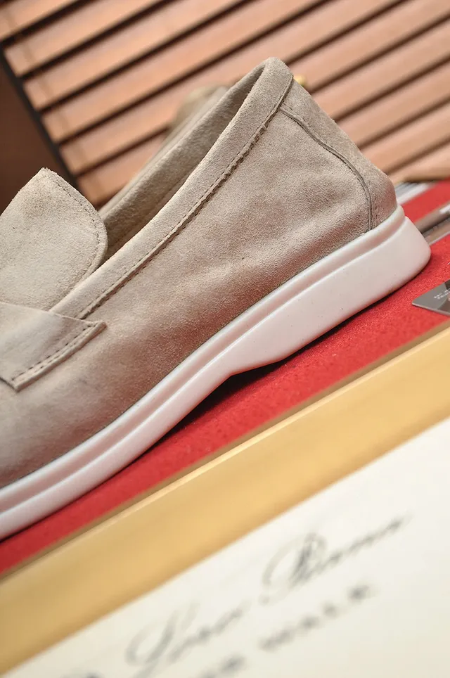 Loro Piana بيج أبيض سويد علوي Buckle Strap Loafer 2