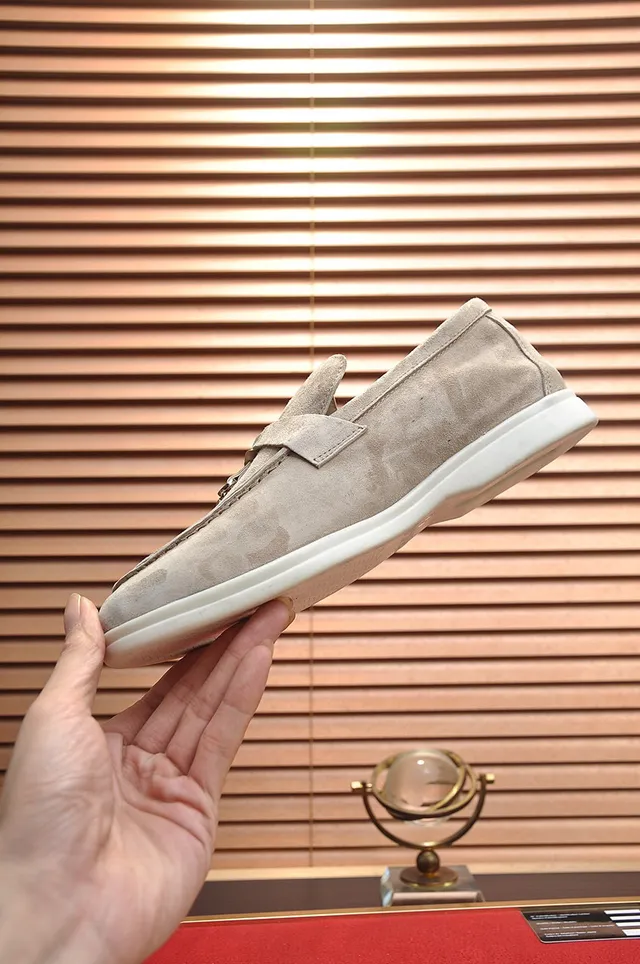Loro Piana بيج أبيض سويد علوي Buckle Strap Loafer 6