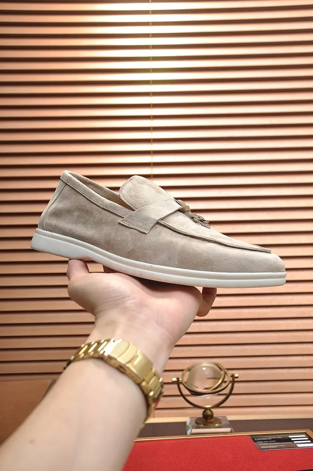 Loro Piana بيج أبيض سويد علوي Buckle Strap Loafer 7