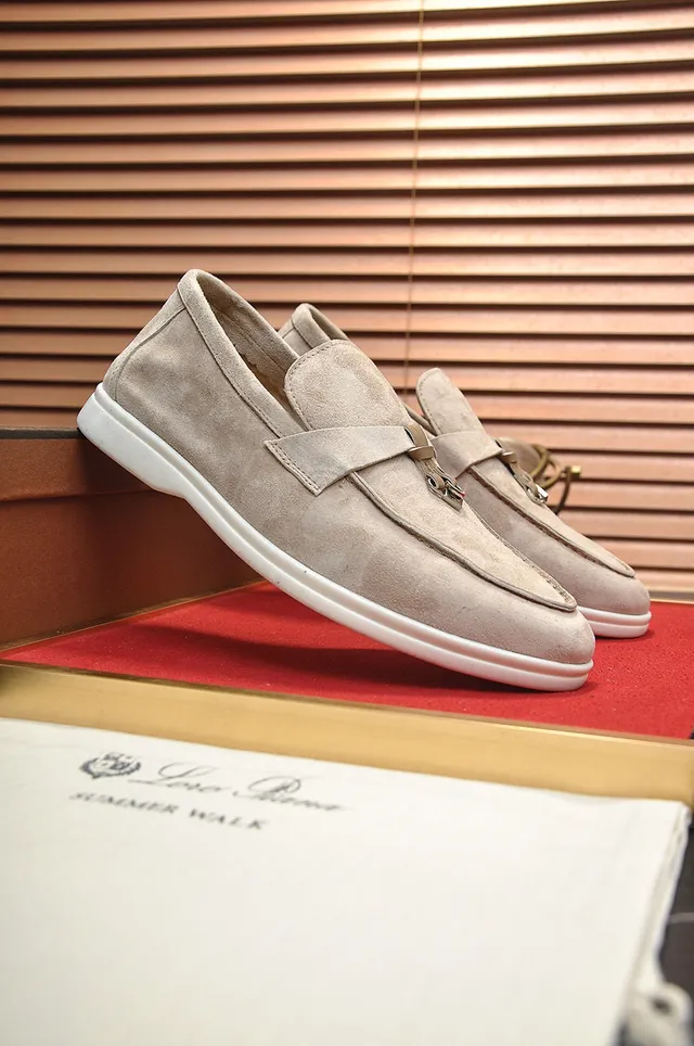 Loro Piana بيج أبيض سويد علوي Buckle Strap Loafer 8