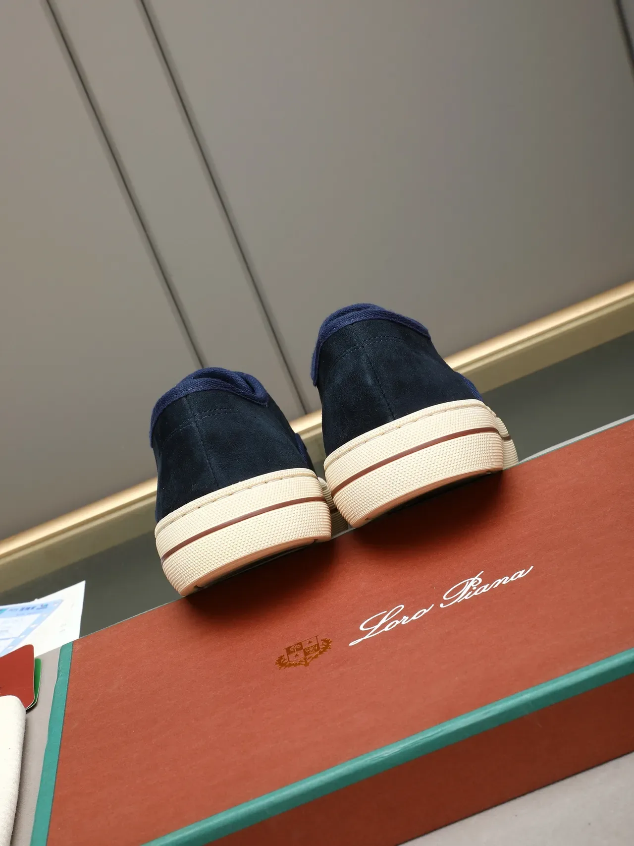 Loro Piana Navy Suede Cream Lace-Up Lifestyle Sneaker 3