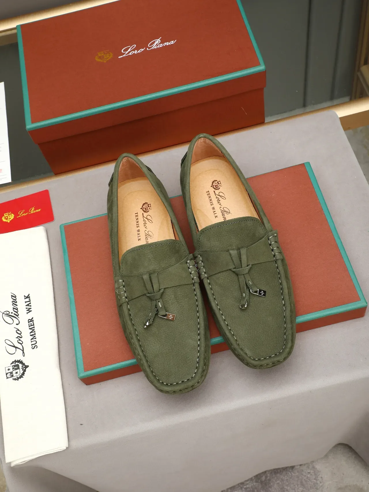 Loro Piana অলিভ গ্রিন সুয়েড বাইট লোফার 3