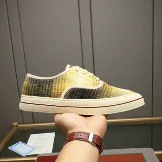Loro Piana Plaid Wool Low-Top Sneaker