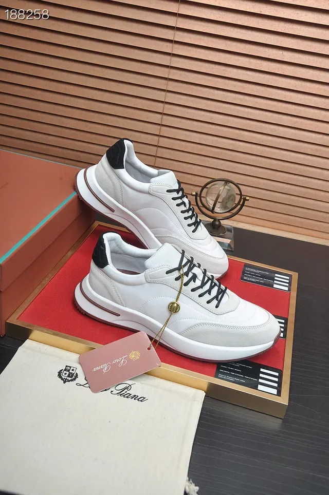 Loro Piana White and Beige أحذية رياضية أسلوب حياة 4