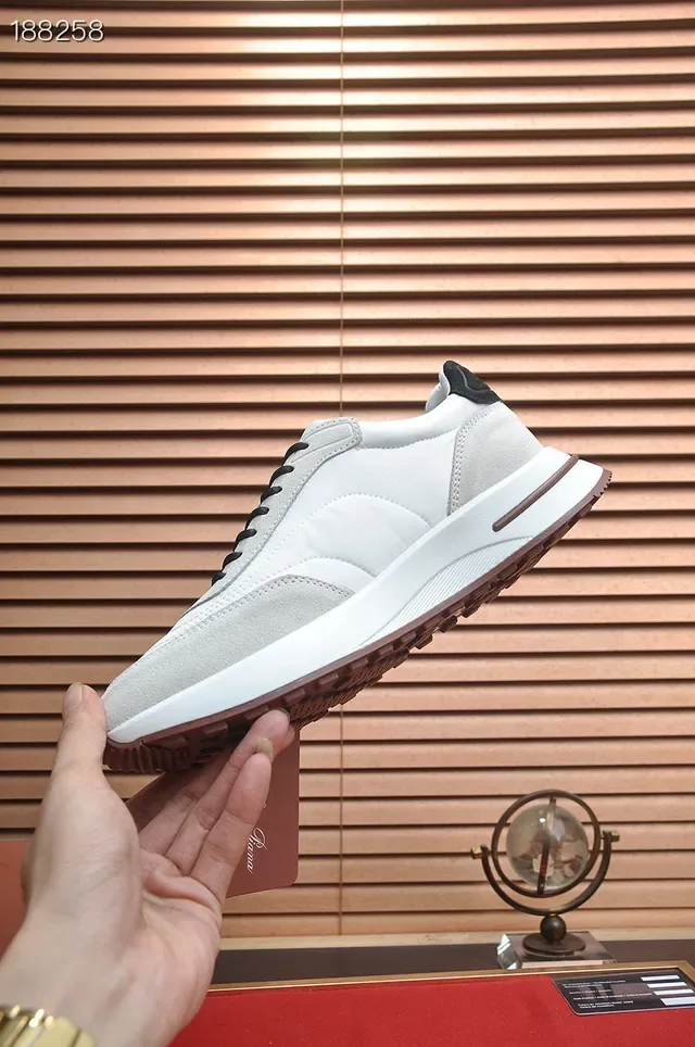 Loro Piana White and Beige أحذية رياضية أسلوب حياة 7