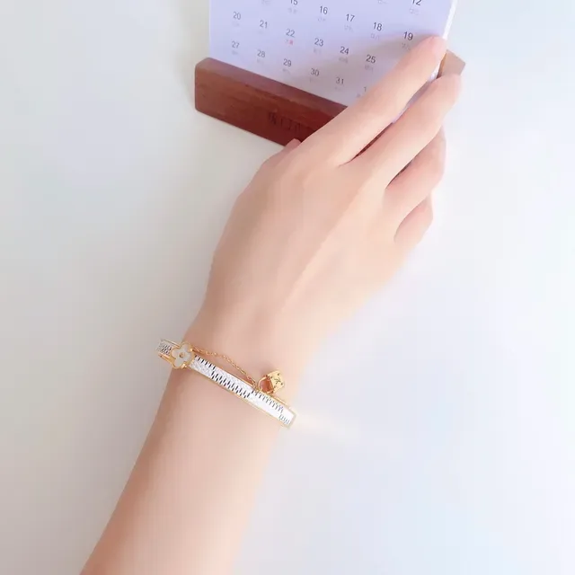 Louis Vuitton Bangles Gold Brown Monogram Canvas Metal Bracelet 6