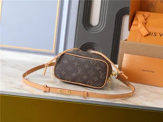 Louis Vuitton Beige Gold Monogram-Embossed Leather Chain Strap Bucket Bag 7