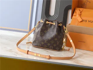 Louis Vuitton Beige Gold Monogram-Embossed Leather Chain Strap Bucket Bag 8