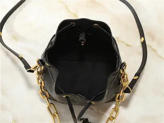 Louis Vuitton Beige Gold Monogram-Embossed Leather Chain Strap Bucket Bag 11