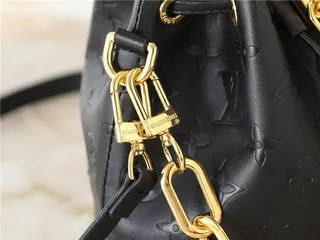 Louis Vuitton Beige Gold Monogram-Embossed Leather Chain Strap Bucket Bag 14