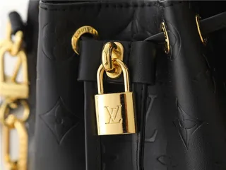 Louis Vuitton Beige Gold Monogram-Embossed Leather Chain Strap Bucket Bag 15