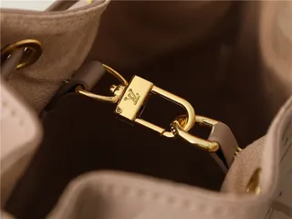 Louis Vuitton Beige Gold Monogram-Embossed Leather Chain Strap Bucket Bag 22