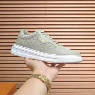Louis Vuitton Tênis Lifestyle Bege Branco Monogramado Solado Plataforma Grossa