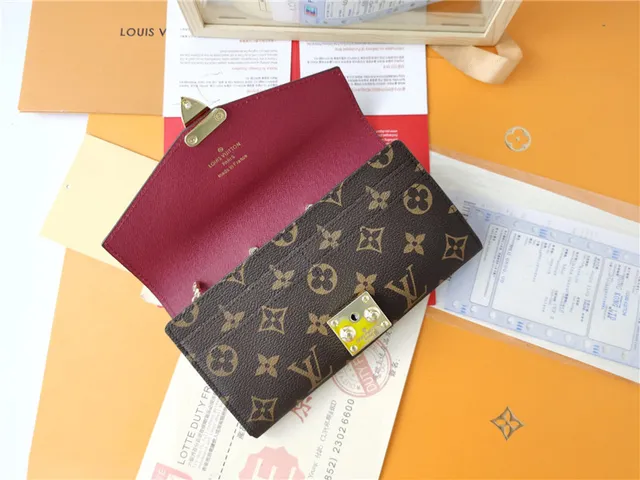 Louis Vuitton काला भूरा एंवेलप फ्लैप मोनोग्राम कैनवास लॉन्ग वॉलेट 4