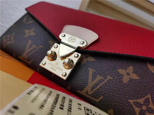 Louis Vuitton काला भूरा एंवेलप फ्लैप मोनोग्राम कैनवास लॉन्ग वॉलेट 21