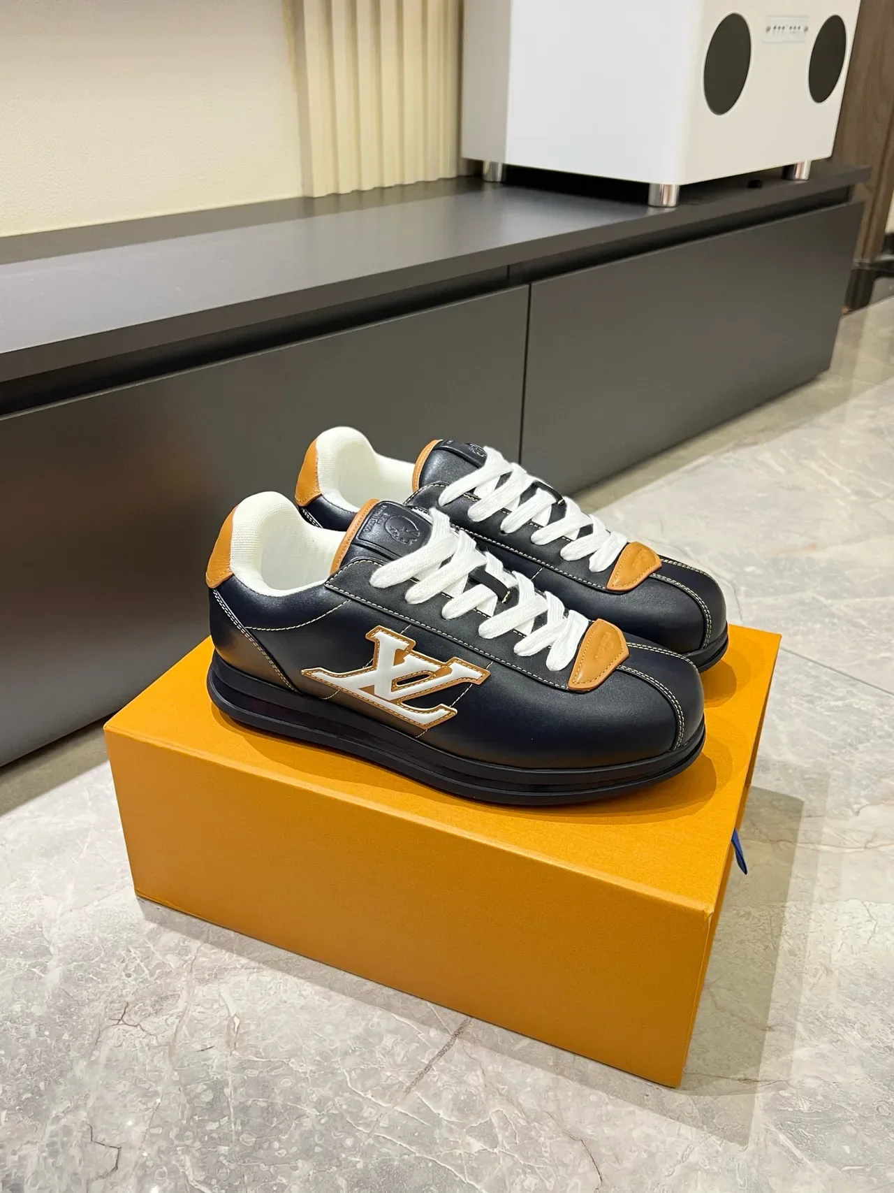 Louis Vuitton Black Brown Leather Upper Embroidered Monogram Lifestyle Sneakers 3