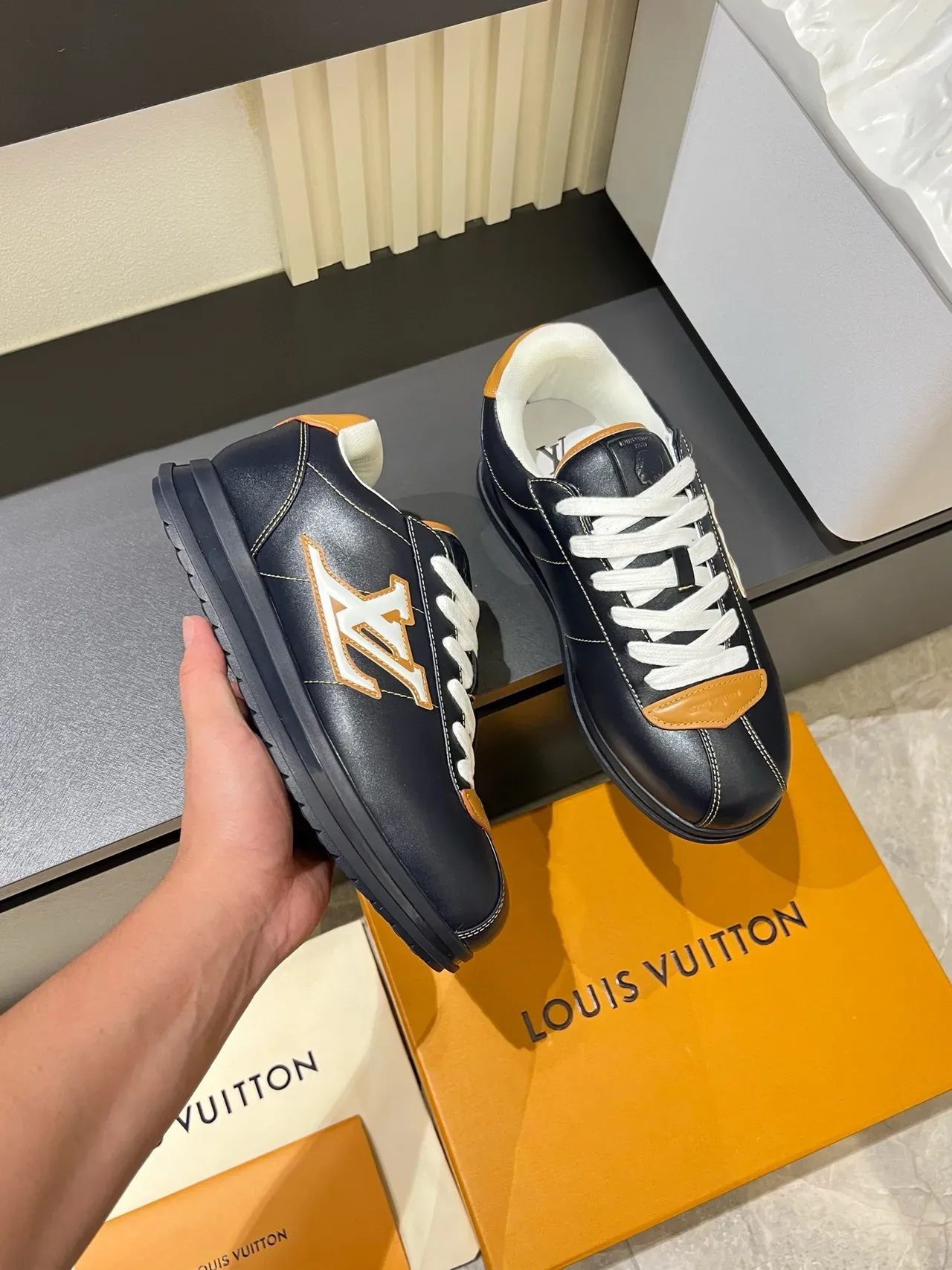 Louis Vuitton Black Brown Leather Upper Embroidered Monogram Lifestyle Sneakers 6