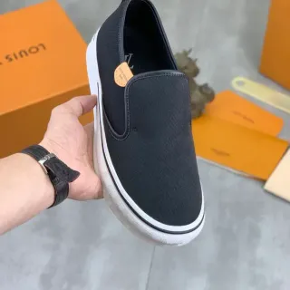 Louis Vuitton Black Canvas Slip-On Lifestyle Sneakers