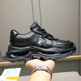 Louis Vuitton Black Gold Monochrome Sculpted Sole Chunky Sneakers