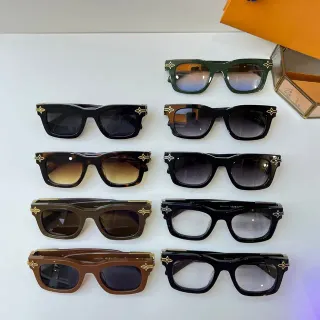 लुई विटन काला सोना आयताकार एसिटेट फ्रेम ऊंचा ब्राउलाइन सनग्लास