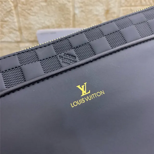 Louis Vuitton Negro Dorado Piel Suave Cuerpo Tejido Damier Infini Solapa Envolvente Clutch 3