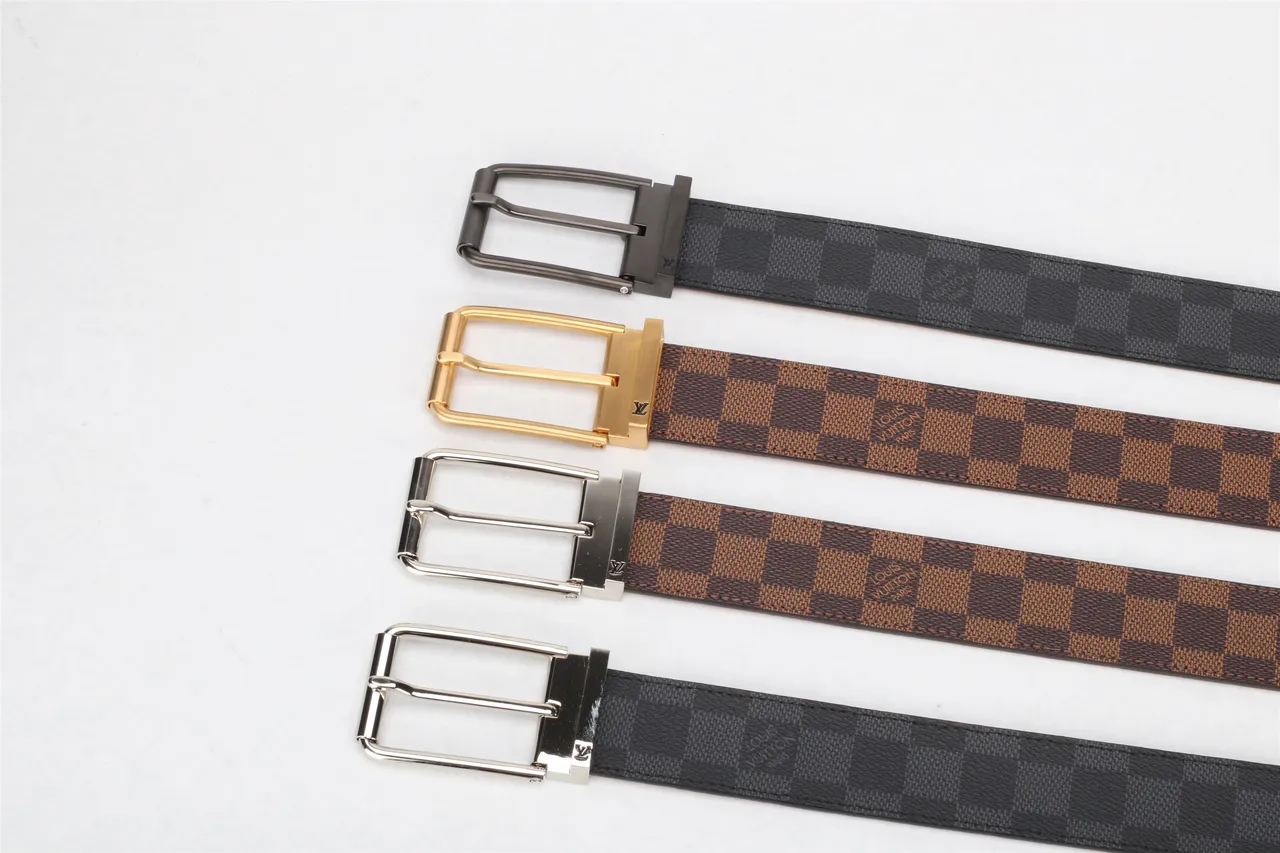 Louis Vuitton Black Gold Smooth Rectangular Buckle Leather Belt 4