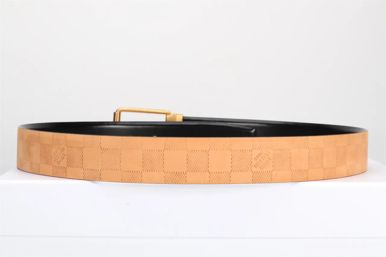 Louis Vuitton Black Gold Smooth Rectangular Buckle Leather Belt 9