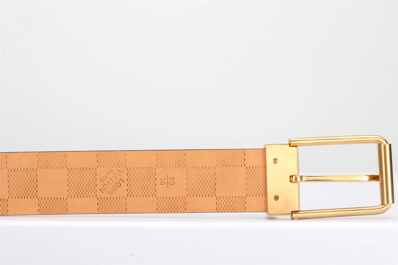 Louis Vuitton Black Gold Smooth Rectangular Buckle Leather Belt 10