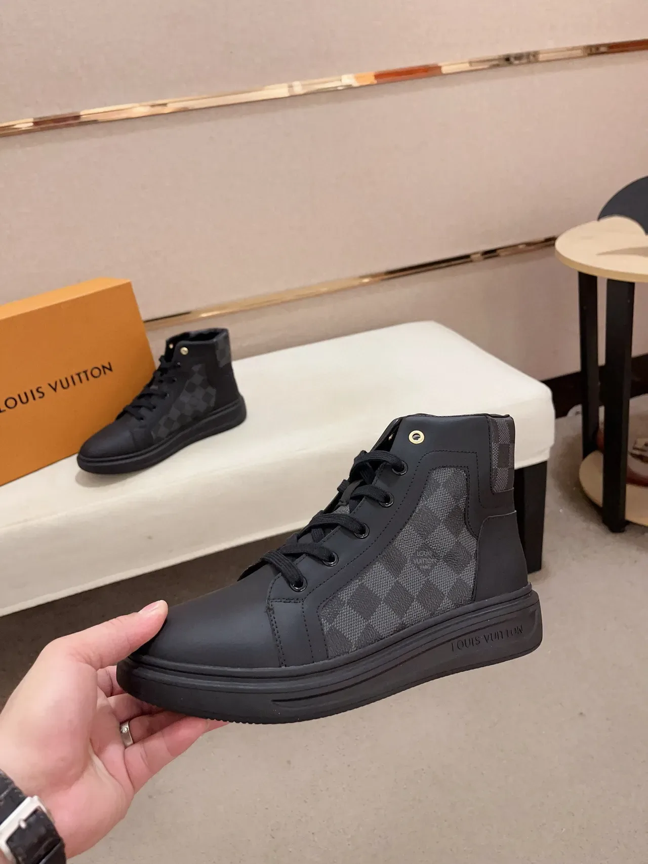 Louis Vuitton Black Gray High-Top Mixed-Material Lifestyle Sneakers 3
