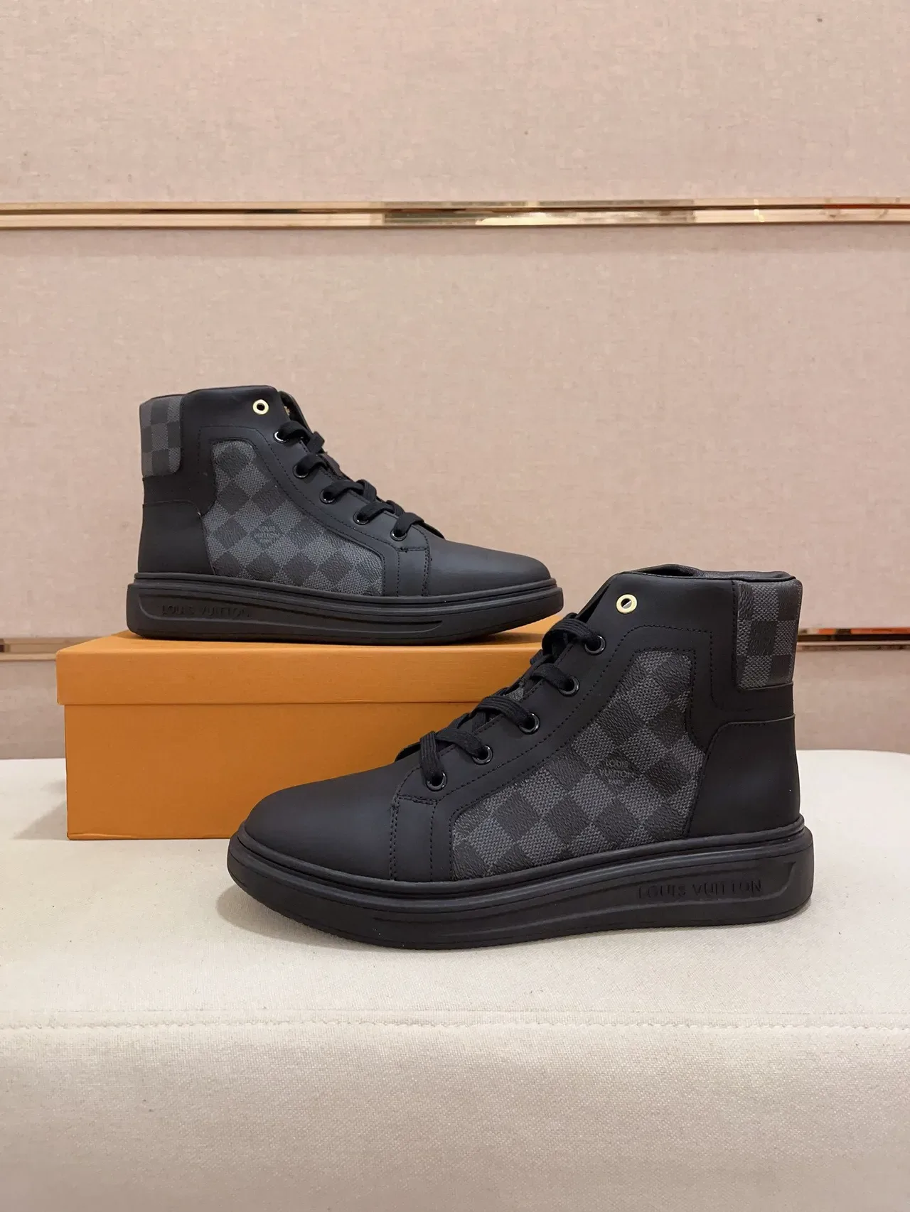 Louis Vuitton Black Gray High-Top Mixed-Material Lifestyle Sneakers 7
