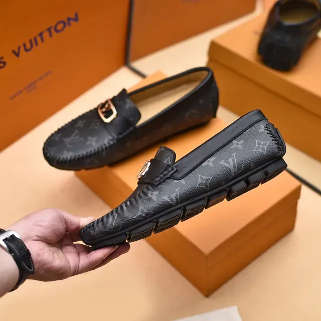 Louis Vuitton Black Gray Monogram Canvas Braided Moc-Toe Loafer 7