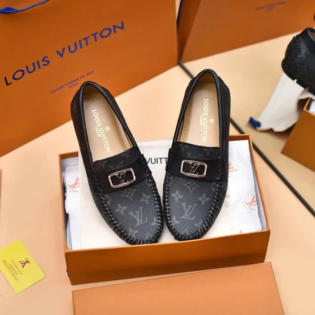 Louis Vuitton Black Gray Monogram Canvas Braided Moc-Toe Loafer 9