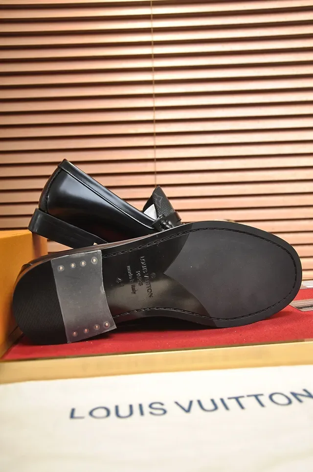 Louis Vuitton Black Gray Monogrammed Leather Penny Loafer 3