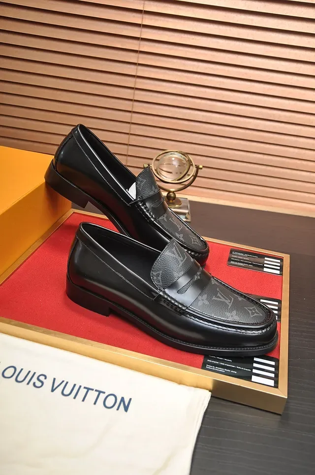 Louis Vuitton Black Gray Monogrammed Leather Penny Loafer 4