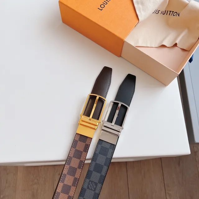 Louis Vuitton काली ग्रे रिवर्सिबल डामियर ग्रेफाइट कैनवास लेदर बेल्ट 2