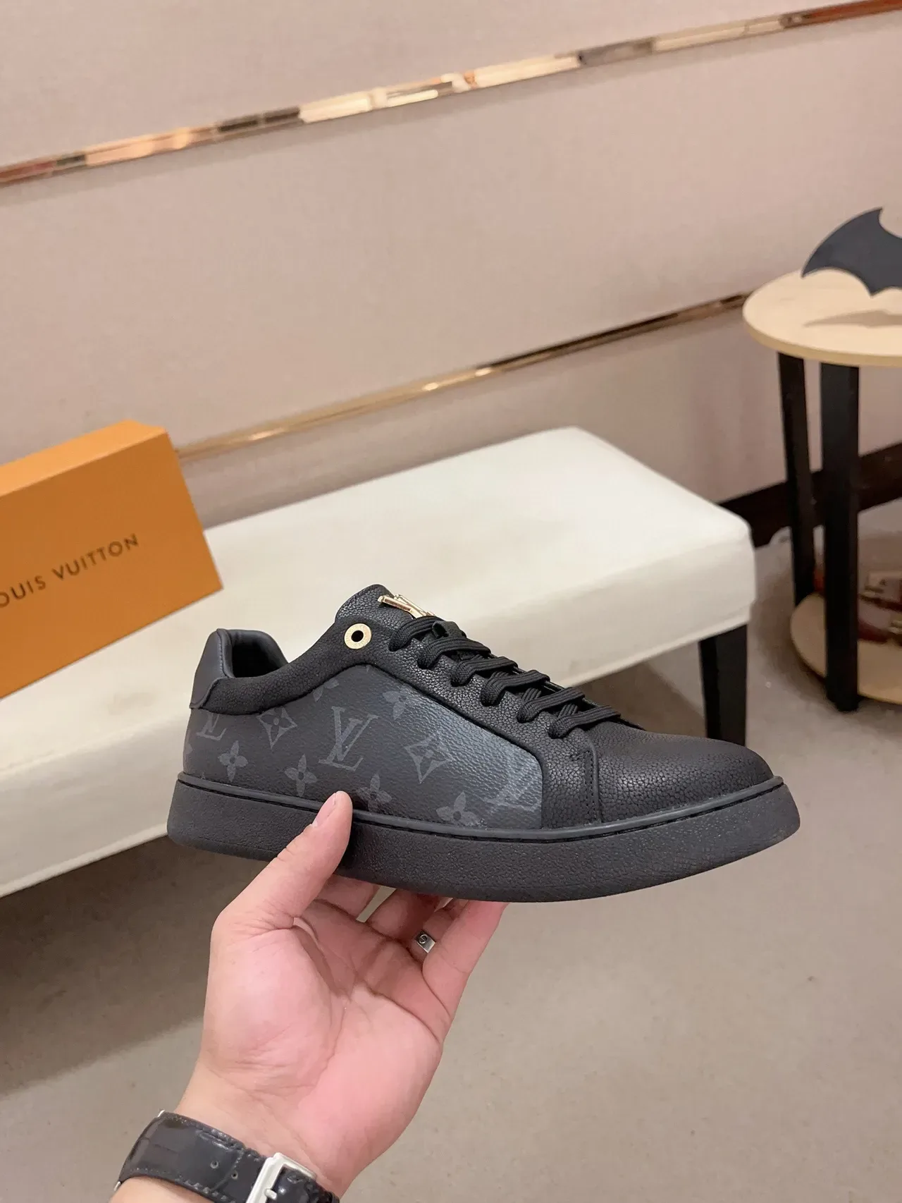 Louis Vuitton Black Monogram Canvas Leather Toe Cap Lifestyle Sneakers 4