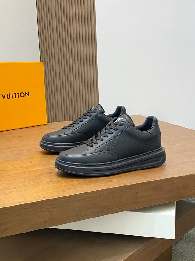 Louis Vuitton Black Monogrammed Leather Upper Chunky Platform Sole Lifestyle Sneakers 4