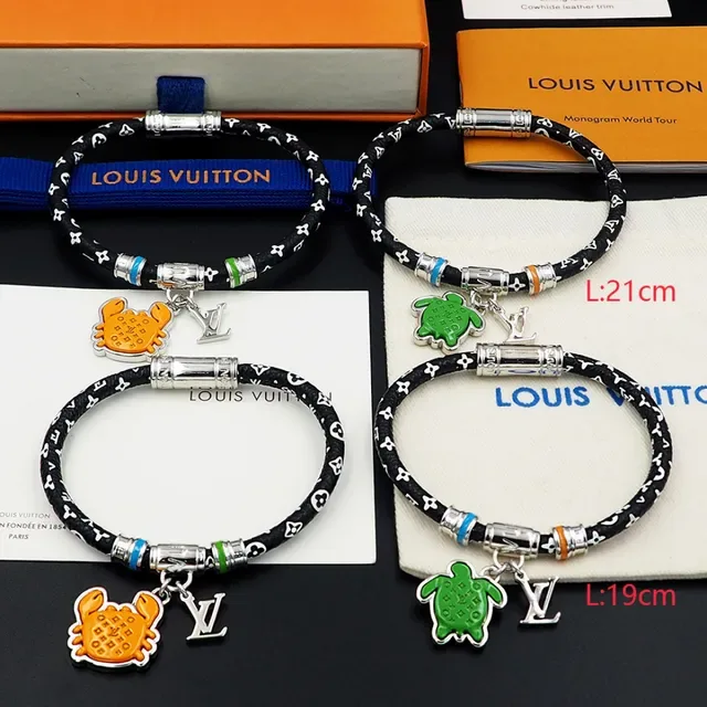 Louis Vuitton Black Orange Monogrammed Braided Cord Enamel Crab Charm Bracelet 11
