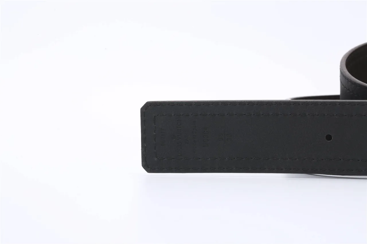 Louis Vuitton Noir Argent Grain texturé Entrelacé LV Monogramme Boucle Ceinture en cuir 5