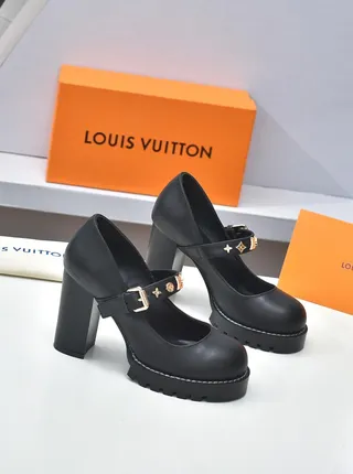 Louis Vuitton Black Star-Buckle Mary Jane Shoes 4