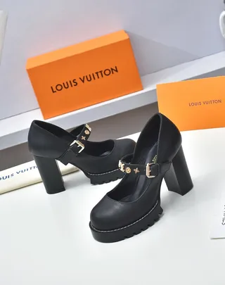 Louis Vuitton Black Star-Buckle Mary Jane Shoes 5